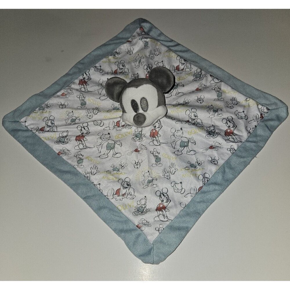 Mickey Mouse Cotton Lovey Gray Head Blue Trim Golly Disney Baby Store Japan